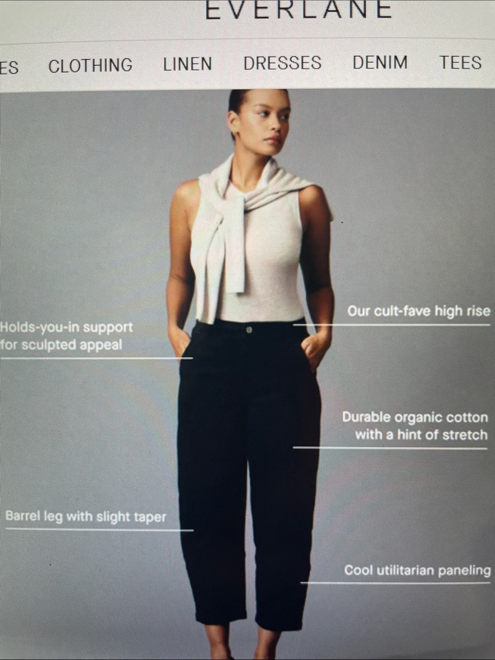 Everlane High-Rise wide Leg barrel Pants in navy